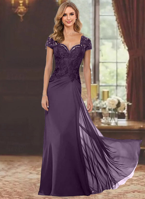 mother of the bride dresses purple knee length Elegant Capped Sleeves Mother Of The Bride Dresses Purple Lace Appliques Knee Length Madre De Los Vestidos De Novia Custom Made From Newdeve, $87.75
